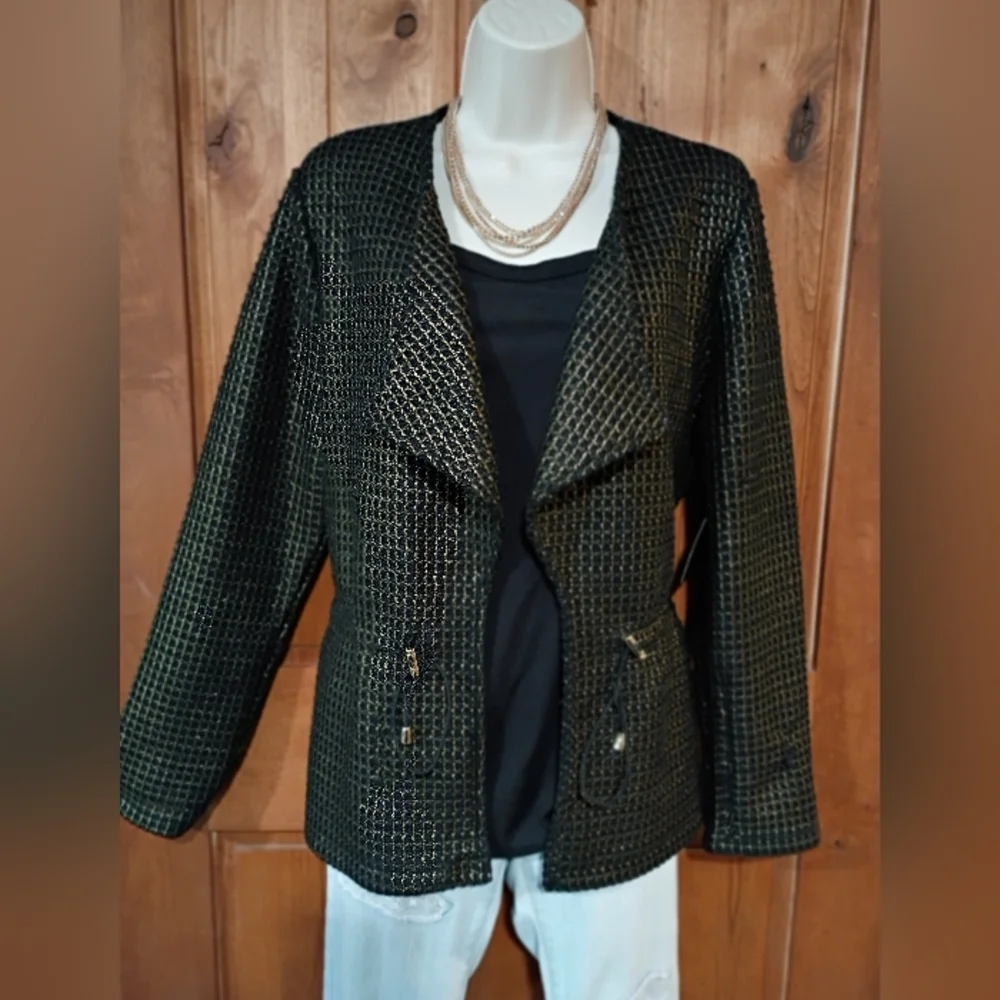 Rafaella Black and Gold‎ Textured Blazer